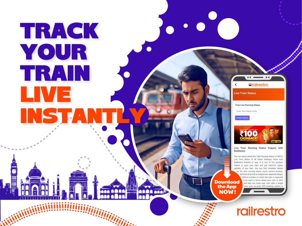 vishalyescom's tweet image. Waiting at the station? 
Check live train running status &amp;amp; know where is my train in real time.
Track delays, arrival time &amp;amp; upcoming stations instantly with RailRestro. 
Check Now:- railrestro.com/live-train-run…
#WhereIsMyTrain #LiveTrainStatus #RailRestro #TrainUpdates