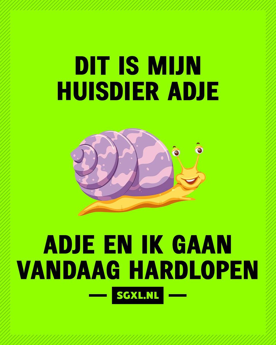 Slechte_grappen's tweet photo. Dit is Adje. 🐌
#hardlopen #huisdier #slak #traag #sporthumor #drogehumor #dutchmemes #grapje #lachen #memesnl #maandaghumor #fitlife #realiteit #sgxl #instahumor https://t.co/nd604kGe6q
