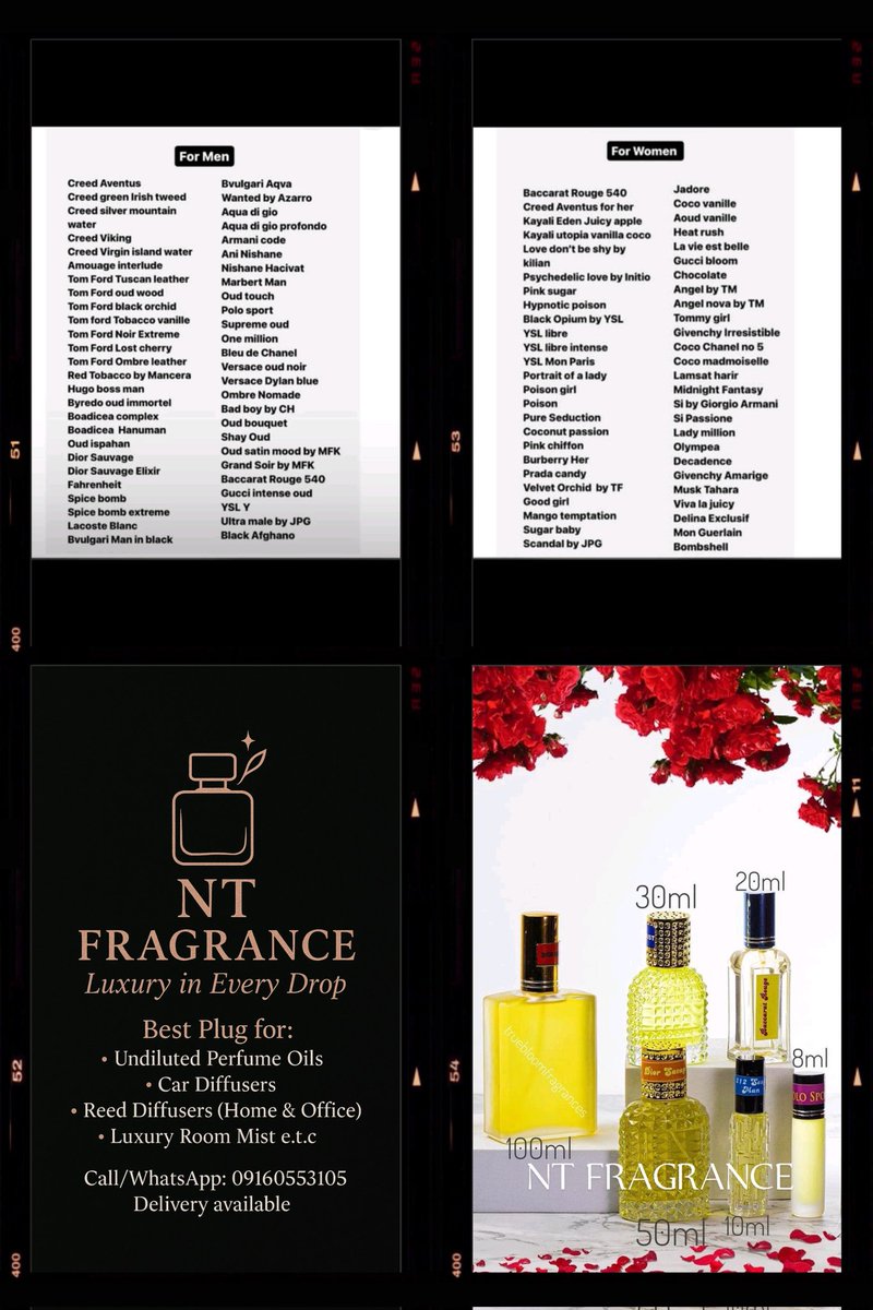 NimotaOluwatos1's tweet image. Season's Greetings!
📌 Festive Promo is LIVE!
Enjoy discounted bundle deals and free testers on all selected NT FRAGRANCE perfume oils - male &amp;amp; female.
Smell luxury this season - without the luxury price.

DM to shop &amp;amp; enjoy festive discounts.
Luxury in Every Drop✨✨