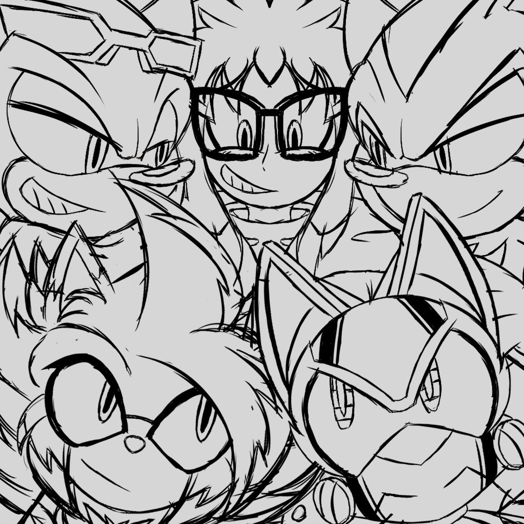 SimitarchVOs's tweet image. Crowded and spotlight hungry on all ends. :P

FS!Sonic, @ShadowTheVTuber, Rune, S.I.M. (Normal and B.I.O.) all together for one full photo! :D

New PFP and banner refresh coming soon.  :)