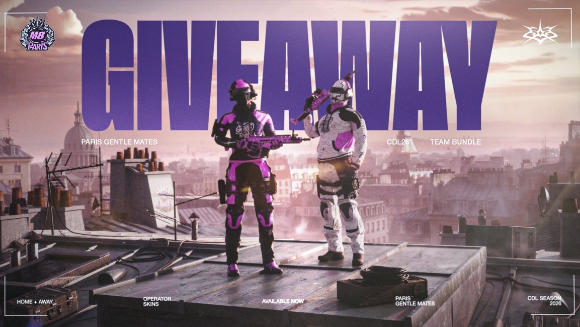 NNeptuunE's tweet image. GENTLE MATES GIVEAWAY #M8WIN
Pour remercier la communauté M8, on offre 5 codes CDL Team Packs! 🩷
To thank the M8 community, we’re giving away 5 CDL Team Pack codes! 💚

To enter:
• Follow me and @ParisM8 
• Like
• RT
• Reply with #M8WIN

Winners picked soon 👀