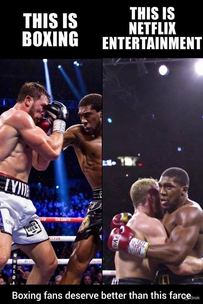 truth_glow's tweet image. The Jake Paul vs. Anthony Joshua fight last night was a straight-up embarrassment for boxing.
AJ carried him for most of the rounds, barely threw real punches, and Paul spent the night running, slipping, and grabbing legs like it was WWE. The ref's quick counts and the…