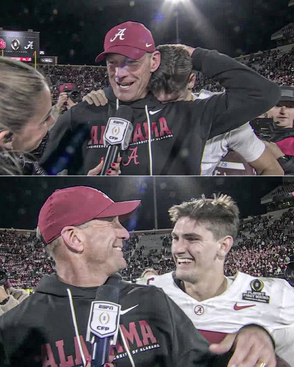 Find you someone that looks at you the way
 Ty Simpson looks at Kalen DeBoer