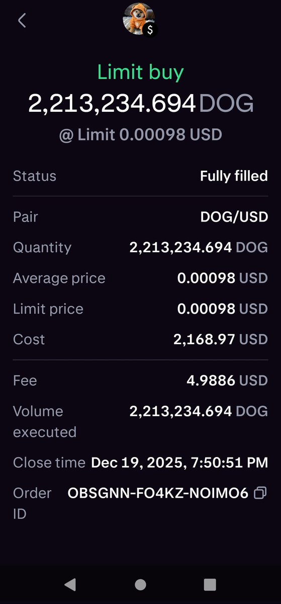 BeachMoney24's tweet image. Just bought the $DOG dip on @krakenpro.