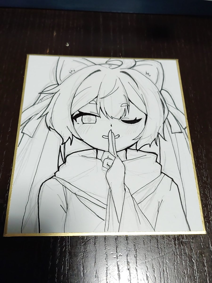 出先で色紙を描いている