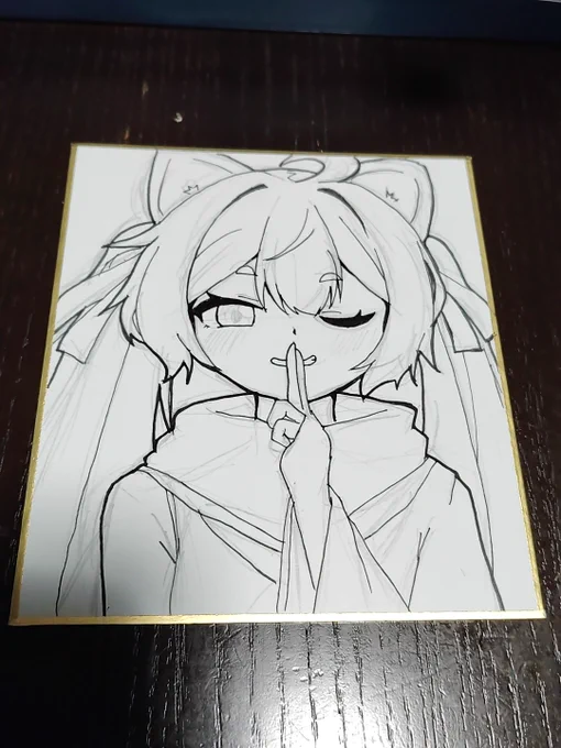 出先で色紙を描いている 