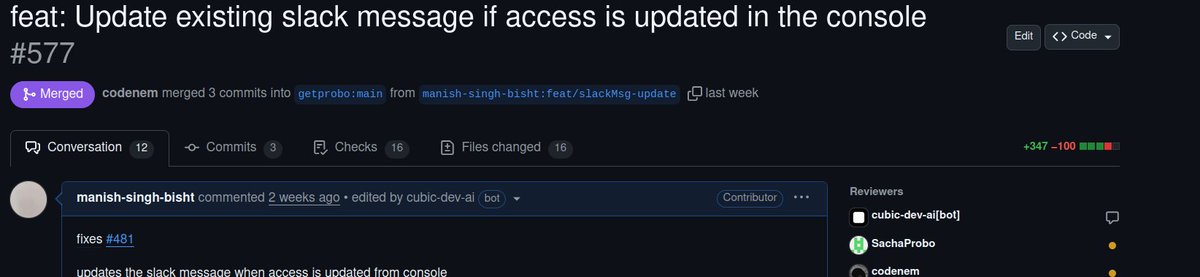 Implemented real-time Slack updates for dashboard changes and resolved the cyclic dependency on the slack messages.

github.com/getprobo/probo…

#OpenSource