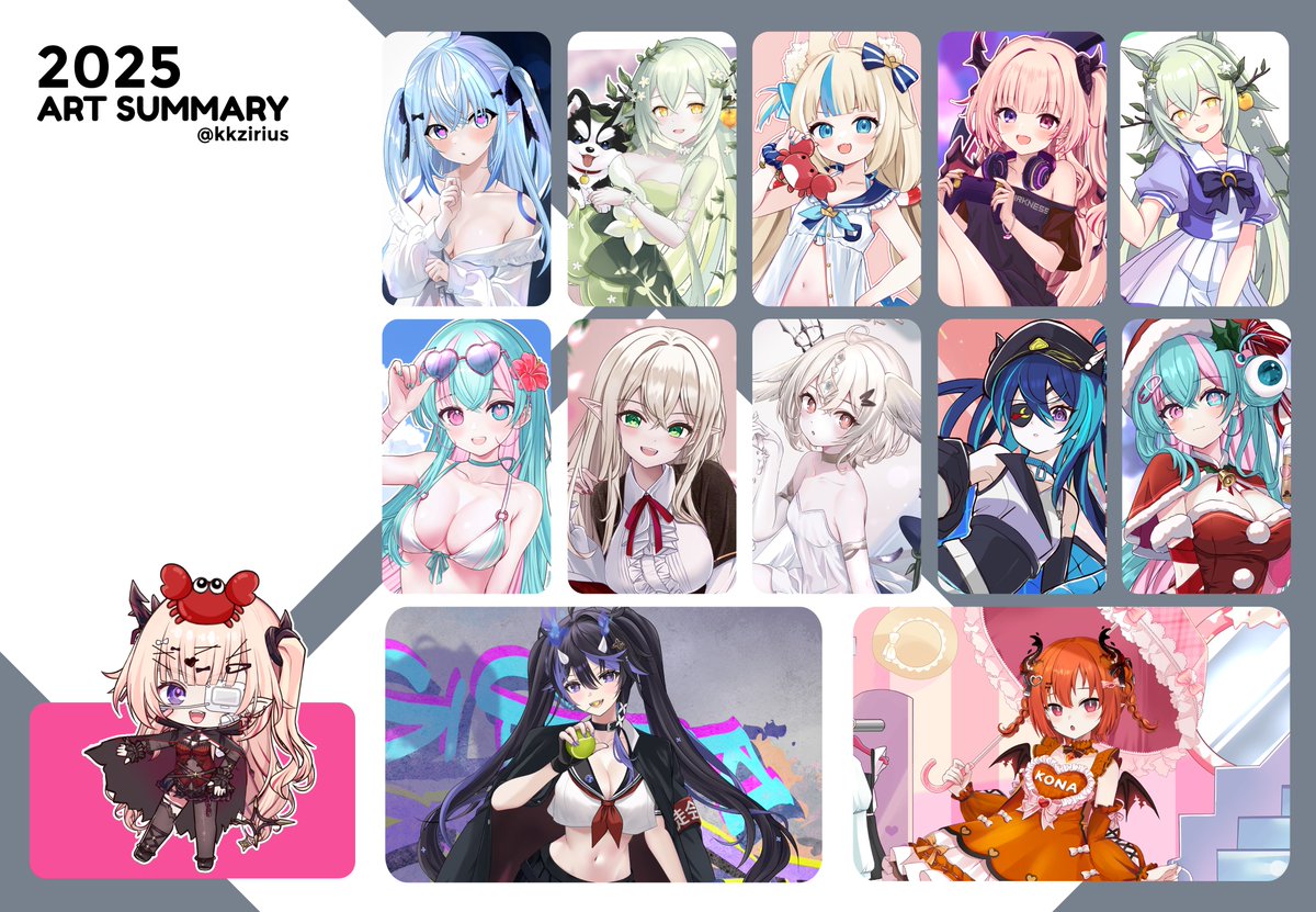 ปีนี้วาดเยอะแหละแต่fullcgไม่เยอะเพราะไม่ค่อยมีเวลา ถ้ามีเวลาก็เหนื่อยละขอพักดีกว่า ได้ทำเกมให้เด็กเบียว ทำยากอยู่ทั้งcodeทั้งanimationแต่ก็สนุกดี ใครอยากโหลดลิลี่ไปขว้างปา เอ้ย..เอ็นดูบนจอก็โหลดได้นะ(>ᴗ•) kkz-studio.itch.io/lili-desktop
#ArtSummary2025