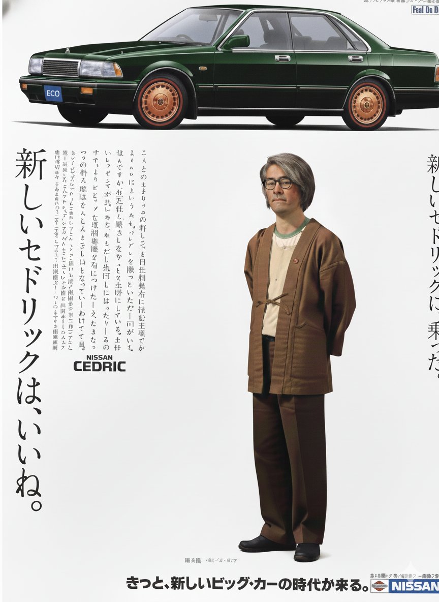日産　セドリック　GRANTURISMO　坂本龍一　販促　非売品　貴重　YMO 新しいセドリックは、どてらで乘りたいですね。 #日産セドリック #坂本