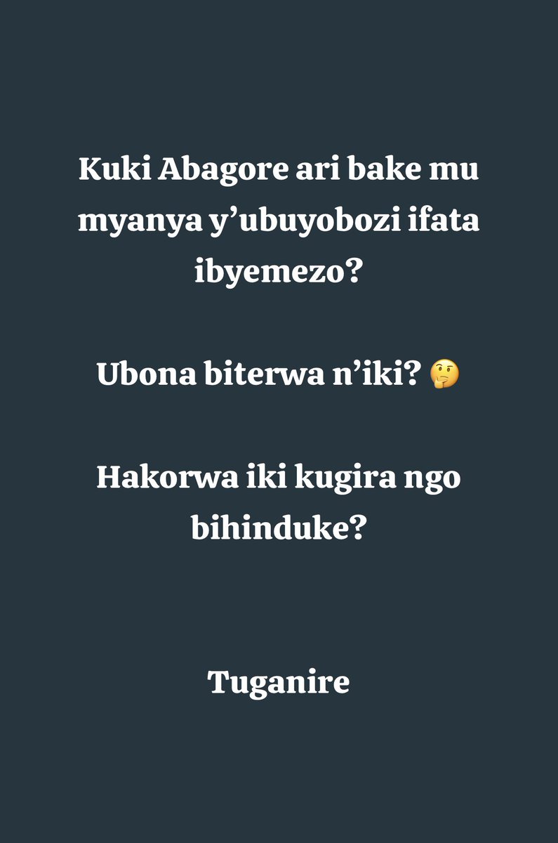 harerimana_tito's tweet image. Mu Rwanda,

Ni iki gitera Abagore kutitabira kujya mu myanya y’ubuyobozi mu nzego zifata ibyemezo?

Nubwo hari intambwe imaze guterwa ariko imibare uracyari hasi pe! Wivuga uti mu nteko se ko ari benshi! 

Reba mu Turere (Aba Mayors, Vice,..), Imirenge, n’ahandi

📌Dore icyo…