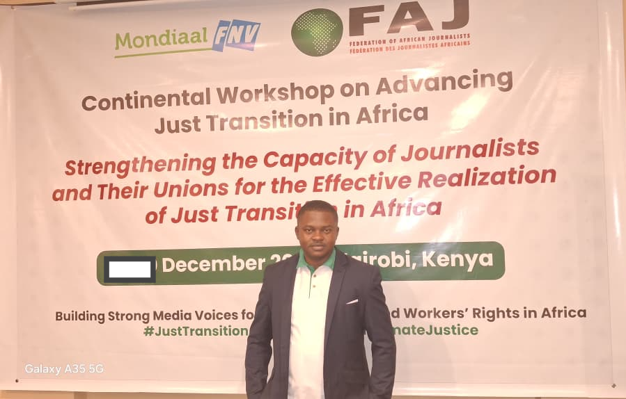 mouenthias's tweet photo. Depuis le 18/12/2025, je prends part à Nairobi au Kenya aux discussions initiées par la Fédération africaine des journalistes sur la #𝐉𝐮𝐬𝐭𝐢𝐜𝐞𝐂𝐥𝐢𝐦𝐚𝐭𝐢𝐪𝐮𝐞 et la #𝐓𝐫𝐚𝐧𝐬𝐢𝐭𝐢𝐨𝐧𝐉𝐮𝐬𝐭𝐞 Deux notions nouvelles dans le paysage du changement climatique #Biocamer https://t.co/jk4xYngHhi
