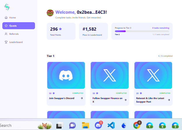 BNguyen24721's tweet photo. .@swapperfinance just peeked at my Swapper Points and I'm already building a solid reward stack   
Earning them effortlessly by using the app and exploring the ecosystem.  
Join the movement, grab some points, and we'll grow stronger together! https://t.co/XdARFtE4OO