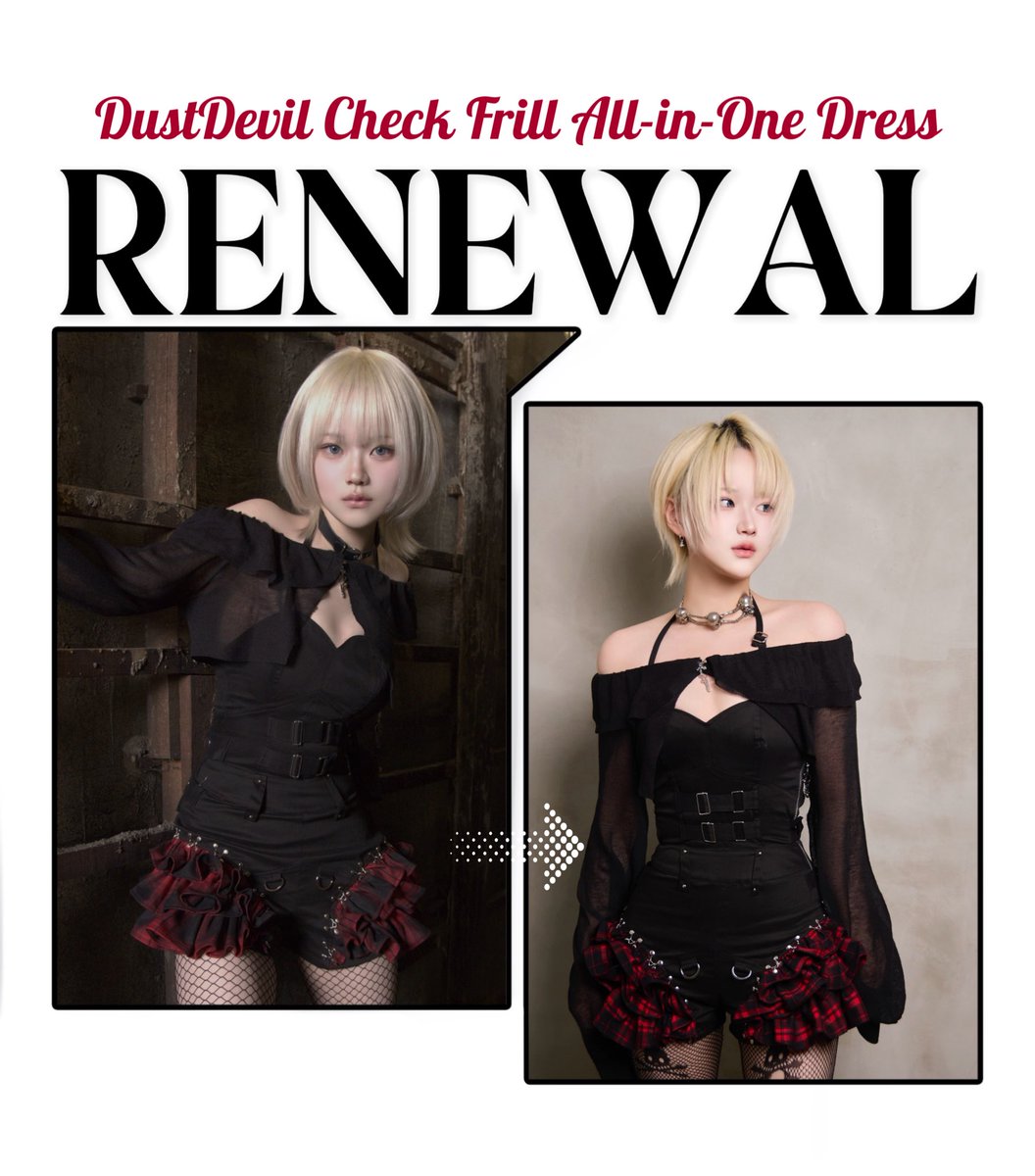 DustDevil 大人気の「チェックフリルオールインワン」がリニューアルし
