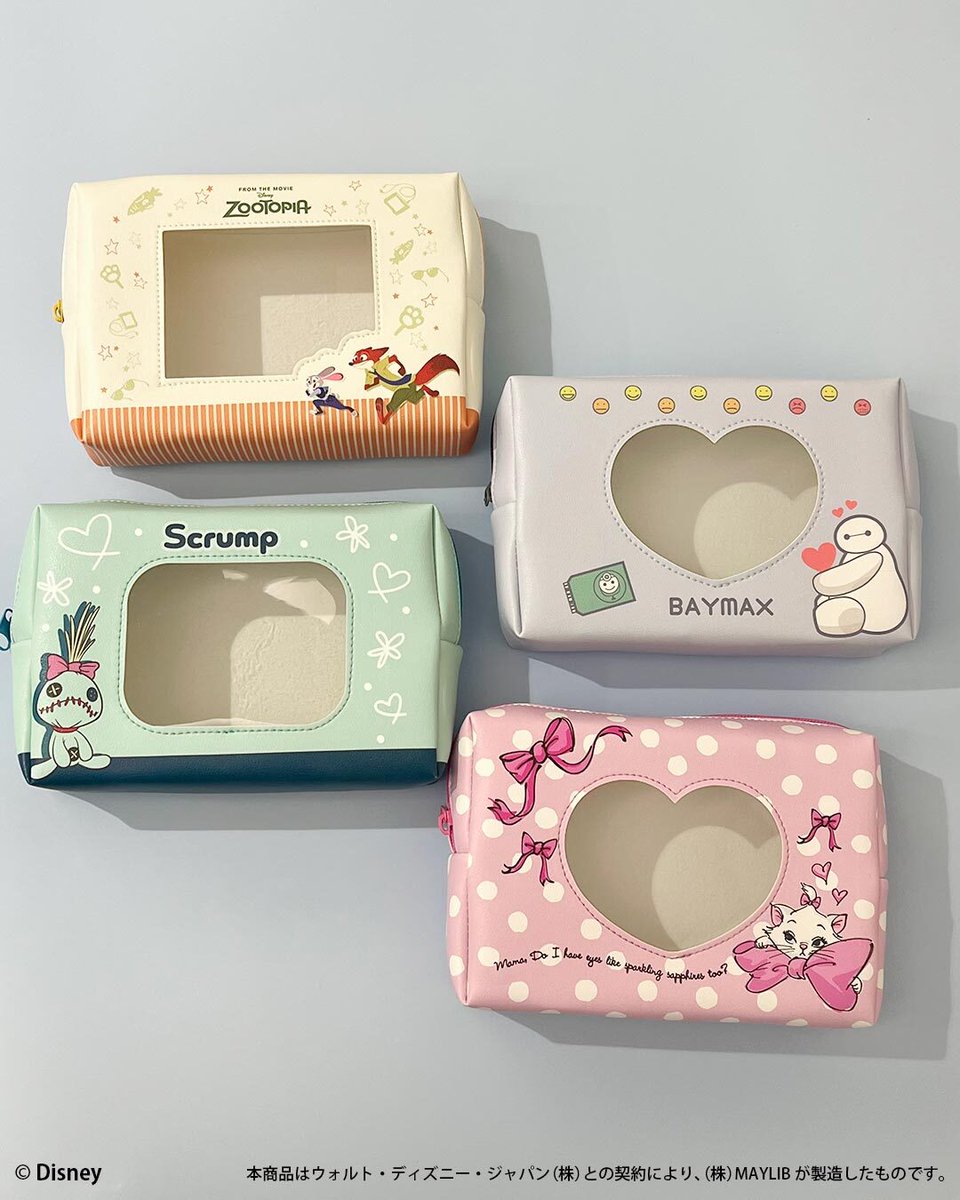 ディズニー限定デザインの 窓付きポーチが新登場𓏭ᱸ☆𓂂 ハート型の窓
