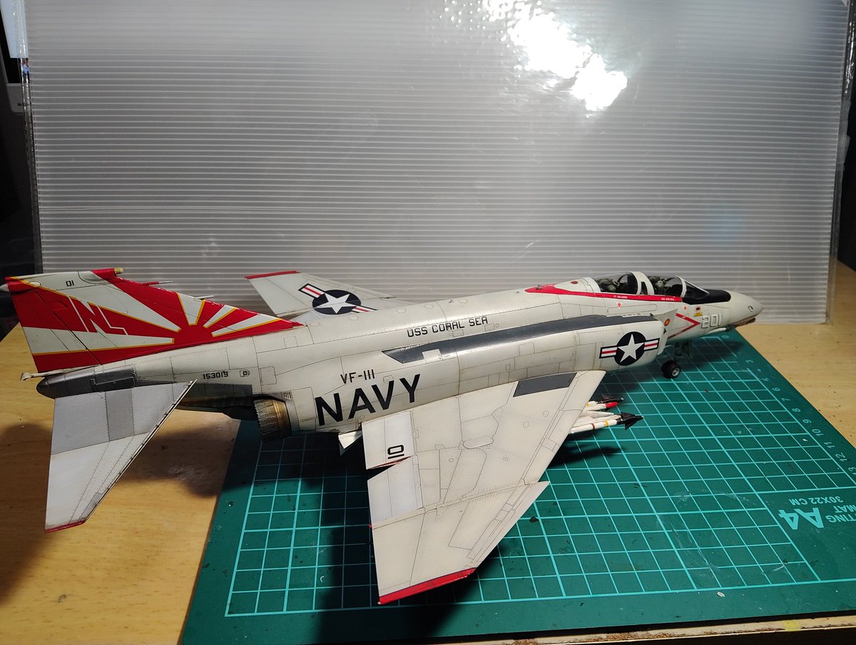 slcc70's tweet photo. タミヤ1/48ファントム、サンダウナーズ、とりあえず完成といたしました。今の全力であります。皆様の励まし、ありがとうございました。 https://t.co/nXxhp3WfFw