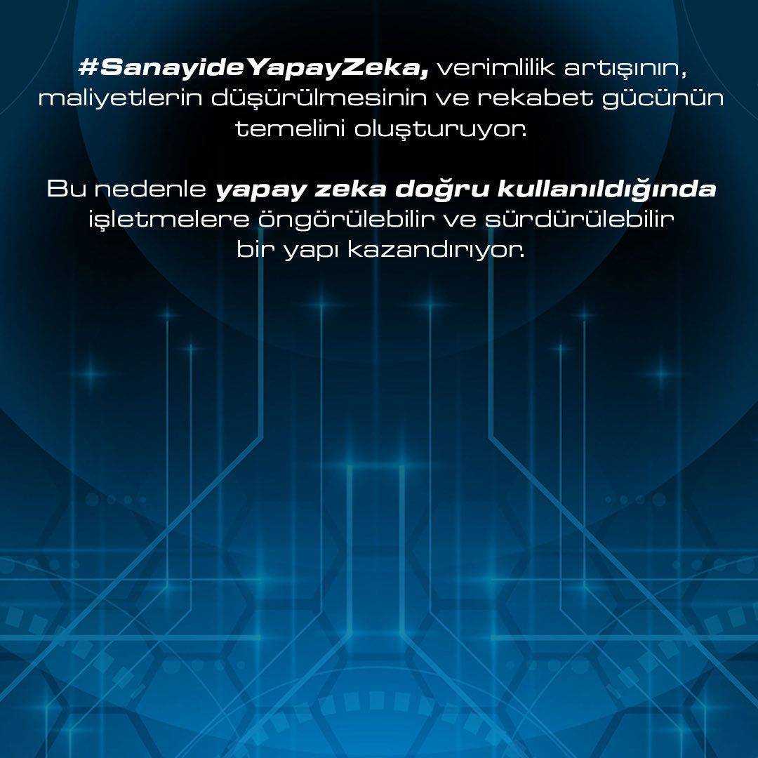 OlcalZ's tweet photo. #SanayideYapayZeka, verimlilik artışının, maliyetlerin düşürülmesinin ve rekabet gücünün temelini oluşturuyor. Bu nedenle yapay zeka doğru kullanıldığında işletmelere öngörülebilir ve sürdürülebilir bir yapı kazandırıyor. https://t.co/b4PuwR3uSu