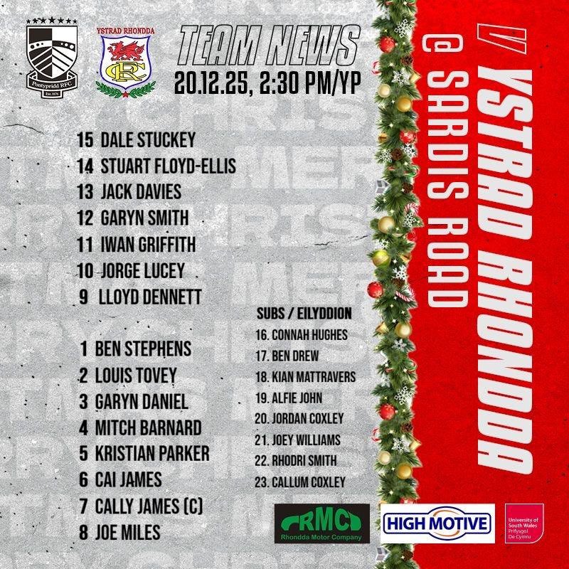 PontypriddRFC's tweet photo. 🚨 𝗧𝗘𝗔𝗠 𝗡𝗘𝗪𝗦 🚨

Your Pontypridd team for this afternoon’s Admiral Premiership derby clash against @YstradRFC is now locked IN!🔒

Here’s how we line up ⬇️

#WeArePonty ⚫️⚪️ https://t.co/IAR7oeYcT1