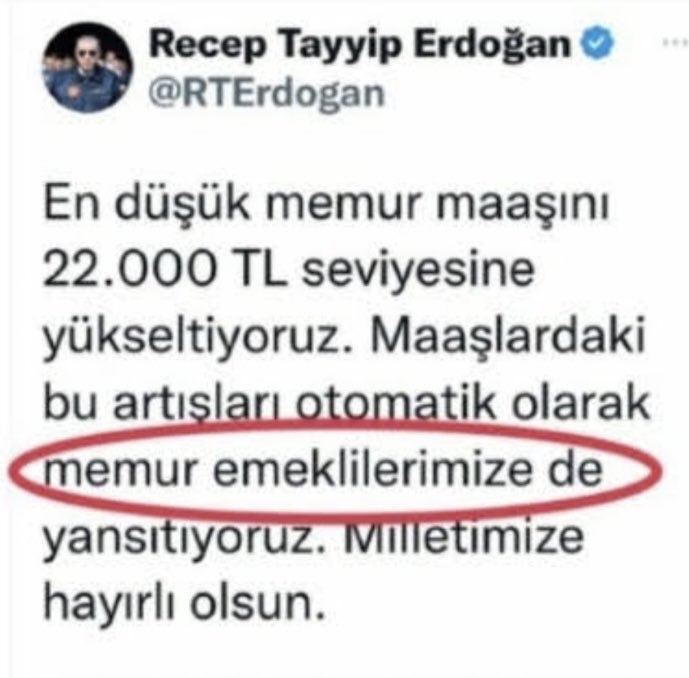 Memur emeklisi adalet istiyor 
Cumhur başkanımız tarafından verilen söz tutulmalıdır 
#EjekliMemur #MemurEmeklisineAdalet 
<a href="/RTErdogan/">Recep Tayyip Erdoğan</a> 
<a href="/Akparti/">AK Parti</a> 
<a href="/AYMBASKANLIGI/">Anayasa Mahkemesi</a> 
<a href="/iletisim/">T.C. İletişim Başkanlığı</a> 
<a href="/dbdevletbahceli/">Devlet Bahçeli</a> 
<a href="/_cevdetyilmaz/">Cevdet Yılmaz</a> 
<a href="/isikhanvedat/">Prof. Dr. Vedat Işıkhan</a>