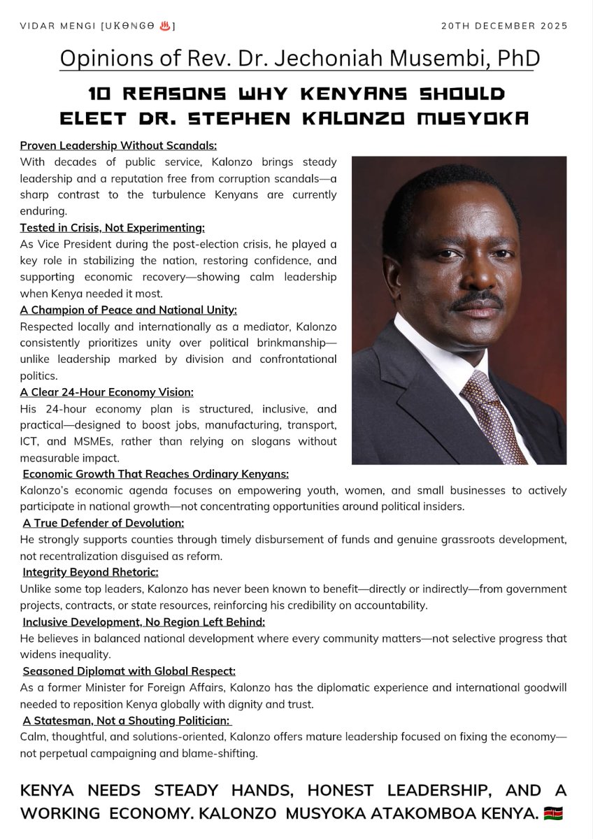 patricksafariR's tweet image. Reasons why we should all vote KALONZO MUSYOKA in 2027......
