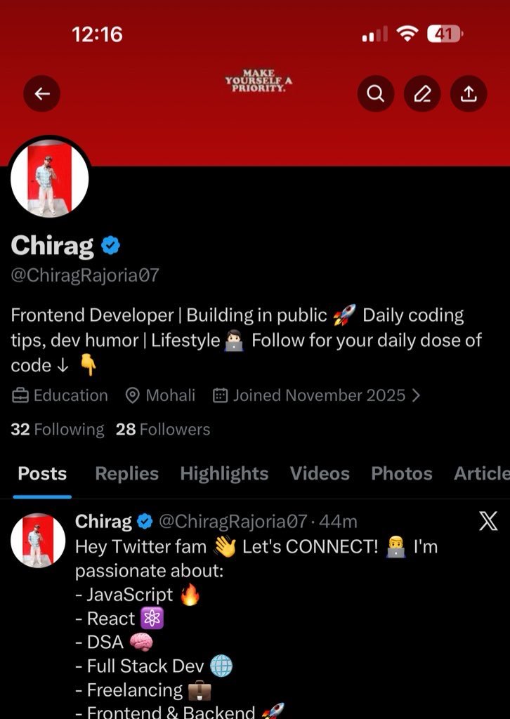 ChiragRajoria07's tweet image. Everyone is sharing their payouts...

Me, who doesn't have 50 followers.🫣🫣🫣

Let's connect, everyone—I'll follow back for sure!

#development #CodingJourney @XCorpIndia