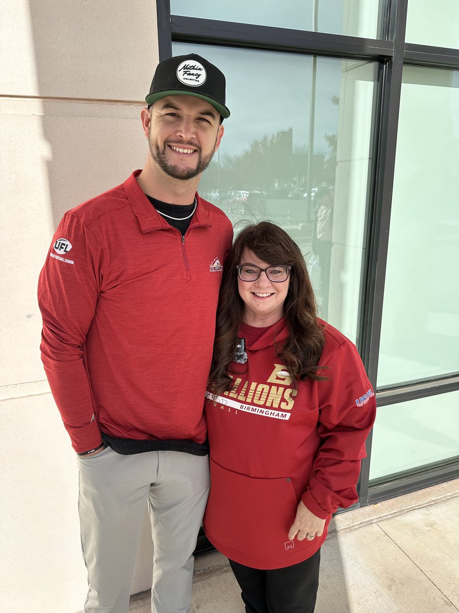 Thanks, Coach <a href="/10AJMcCarron/">AJ McCarron</a> for spending a few minutes with me to talk about your new role as head coach of the <a href="/UFLStallions/">Birmingham Stallions</a>! #GiddyUp #BuckEm