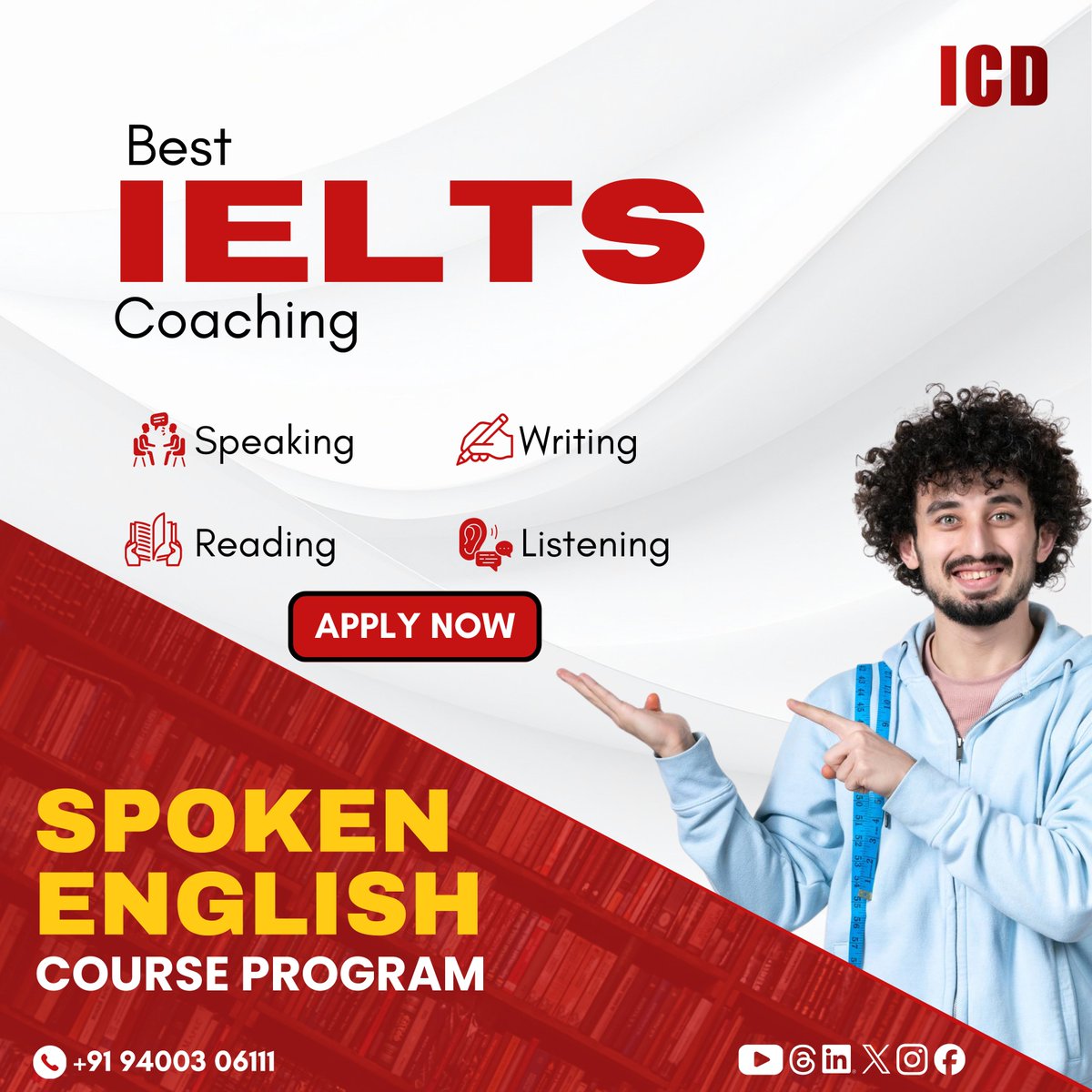 icd_languages's tweet photo. We help you master Speaking, Writing, Reading, and Listening with expert trainers and practical learning.
📌 Start speaking with confidence
👉 Apply now

#ICDLanguageCentre #IELTSCoaching #SpokenEnglish #LearnEnglish #EnglishFluency #IELTSPreparation  #LanguageTraining #English https://t.co/Jx8poYnTe9