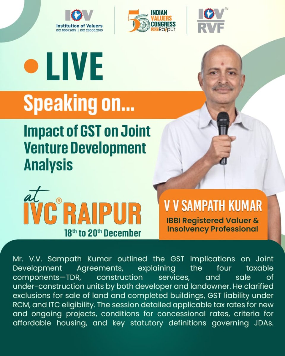 iovivc's tweet photo. Live Sessions at the 56th Indian Valuers Congress in Raipur, Chhattisgarh, at Pandit Dindayal Upadhyay Auditorium.

#IVC2025 #IndianValuersCongress #Valuation #Valuers #Live #Eminent #Speaker #Expert #RegisteredValuers #Porfessionals #IOV #IOVRVF #LiveSession #TechnicalSessions https://t.co/3L1GnV9H0H