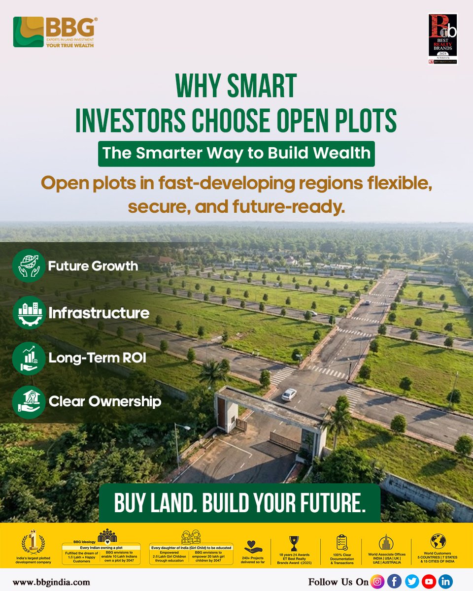 bbgindia's tweet image. Smart Investors Choose Open Plots
  Long-term ROI
  Infrastructure growth
  Clear ownership
  Future-ready investment
Buy land. Build your future.
Visit: bbgindia.com
.
.
.
#openplots #Hyderabad #realestatenews