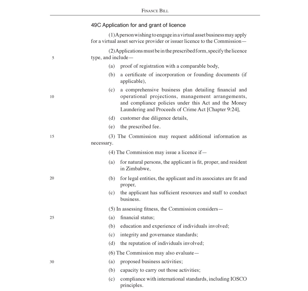 Zimbabwe is getting its first crypto regulations through the Finance Bill  H.B 14 of 2025. The bill amends the Securities and Exchange Act to allow  for licensing of Virtual Assets Services Business.
