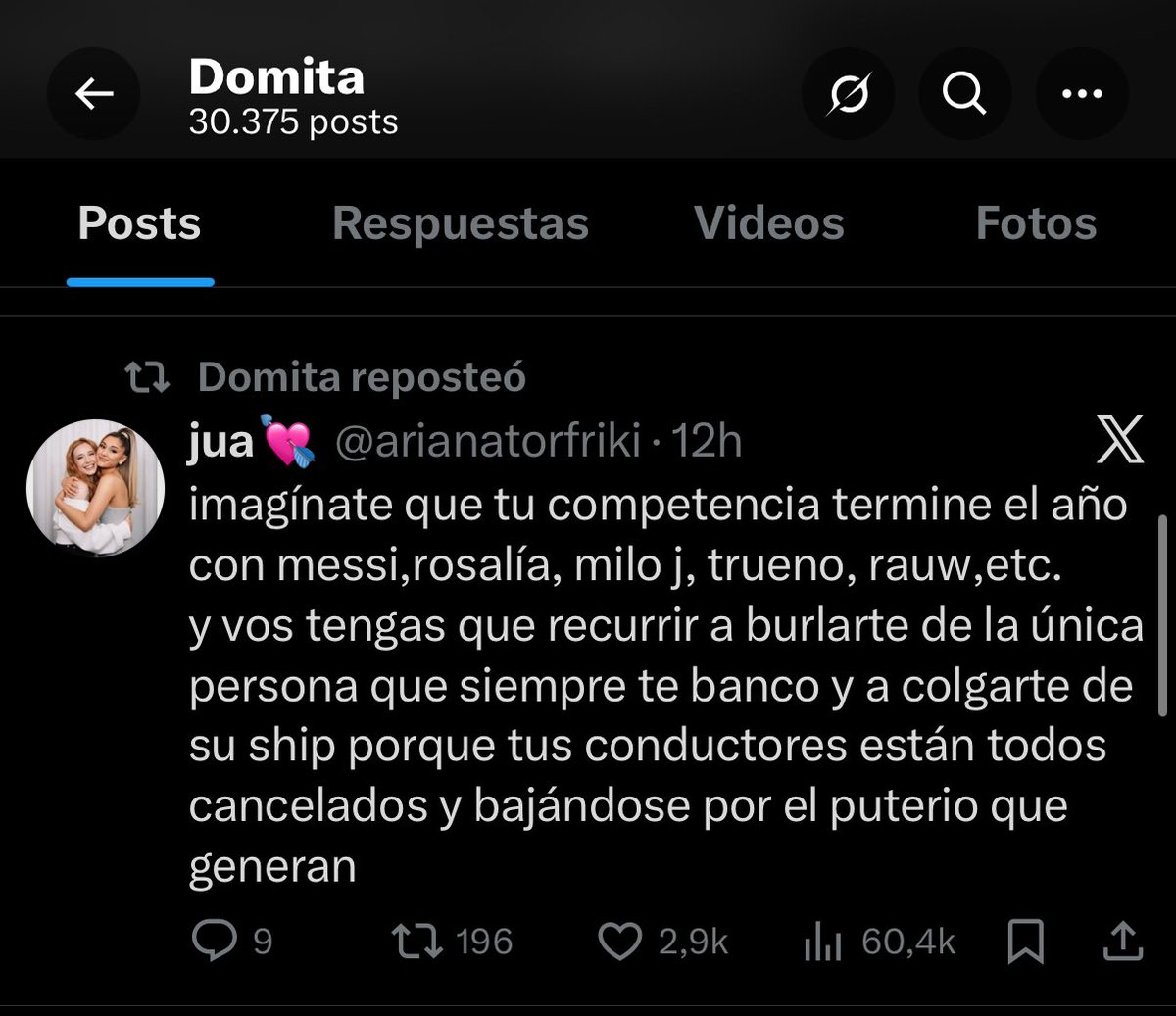 arianatorfriki's tweet image. te amo domi patotera de luzu 
siempre en tu barco 🤝💗