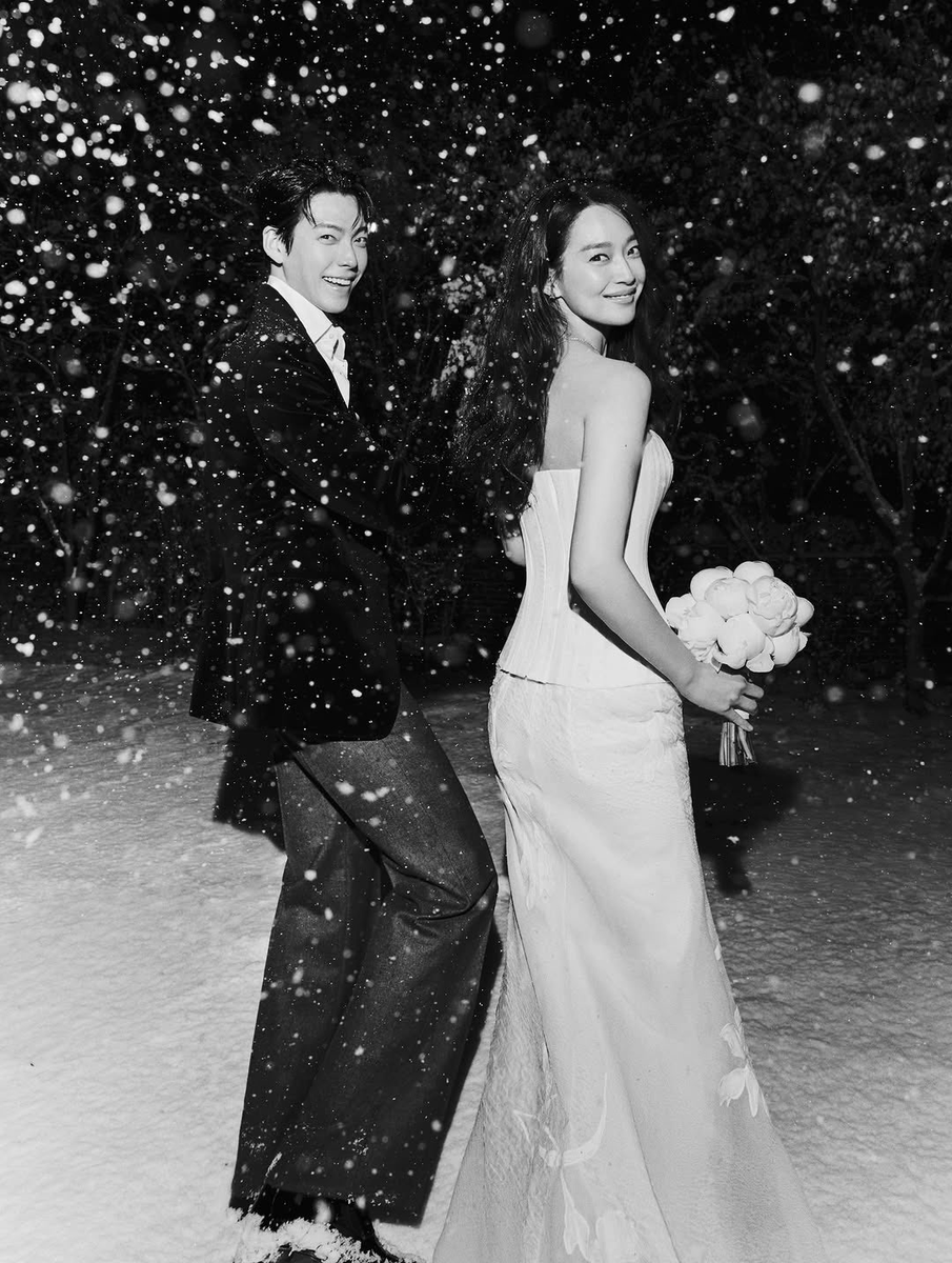 K-drama power couple Shin Min Ah and Kim Woo Bin tie the knot today in an intimate Seoul ceremony at the Shilla Hotel after 10 years together; agency shares stunning wedding photo.