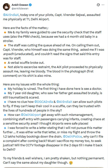 HateDetectors's tweet image. A #SpiceJet passenger has accused an #AirIndiaExpress pilot of physically assaulting him during a dispute at Indira Gandhi International (IGI) Airport Terminal 1, an allegation the airline has acknowledged, saying the employee has been removed from duty pending an inquiry.

The