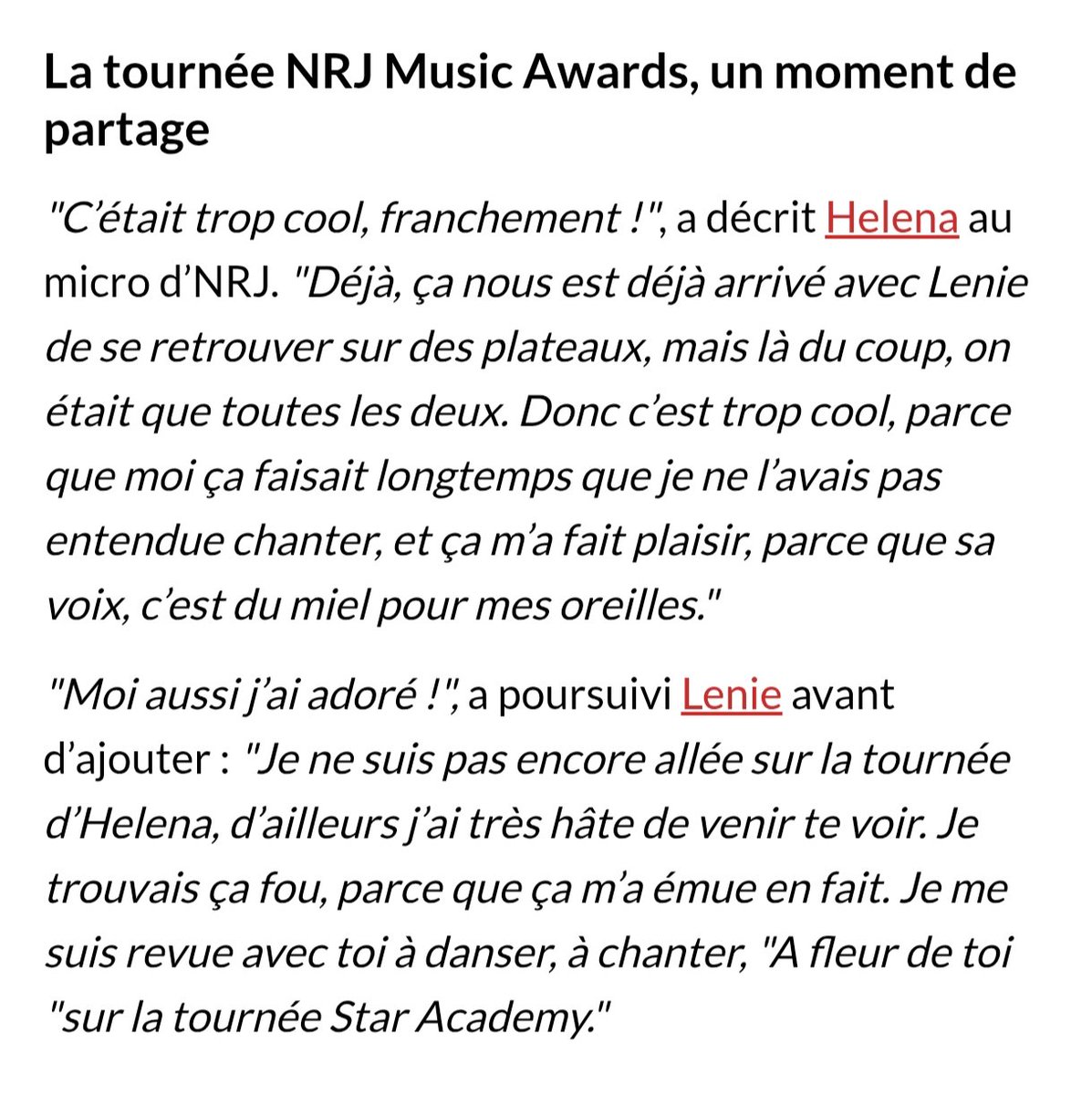 Valou_712's tweet image. NRJ a publié un article sur le showcase de #HelenaBailly et #Lenie à Bordeaux !!