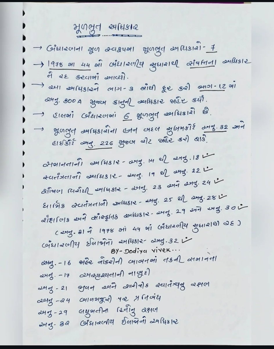 #important_topic 
   👉 મૂળભૂત અધિકાર 
           (Plz Retweet 🙏)
#GPSC #PSI #CCE #POLICE