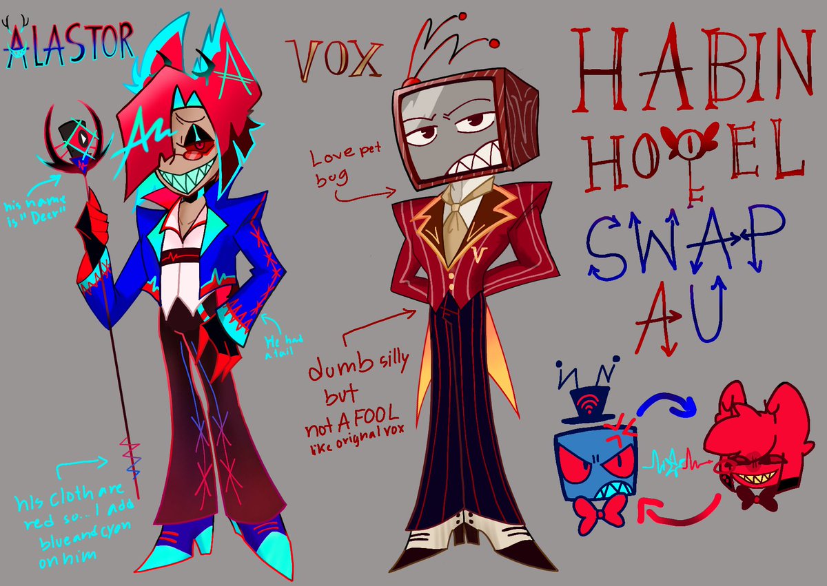 mail_flower8020's tweet photo. Swap radiostatic part 1
#hazbinhotelseason2 #hazbinhotelseason2 #Alastor #vox #swapAU #RadioStatic 
#voxal #StaticRadio https://t.co/YNUDPTR9Xu