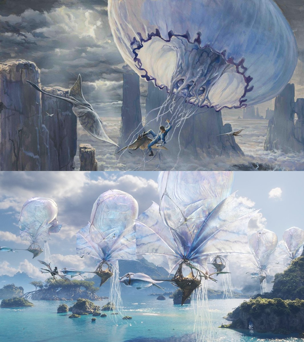 제임스 카메론이 그린 컨셉 아트 <Mesa Planet> (1978)

-

<아바타: 불과 재>의 바람 상인 (2025)