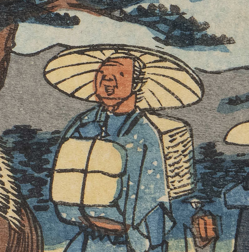 ほがらかな表情で道中を行く荷物持のおじさん。その息子でしょうか、馬