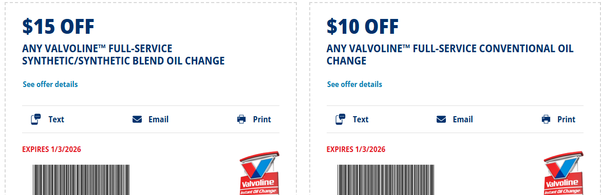 50% Off Valvoline $19.99 Oil Change Coupons 2026 tweet media