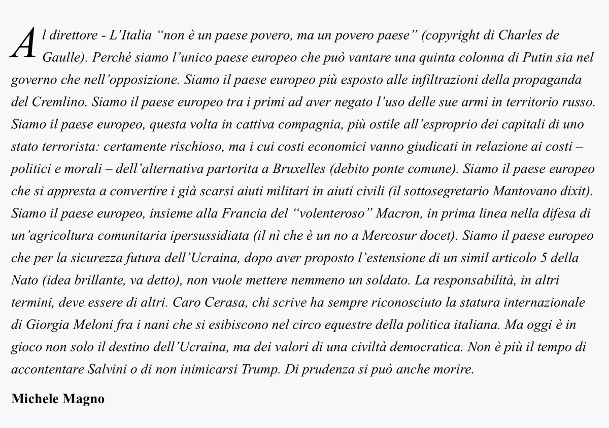 magnomiche's tweet image. Il Foglio- Di prudenza si può morire