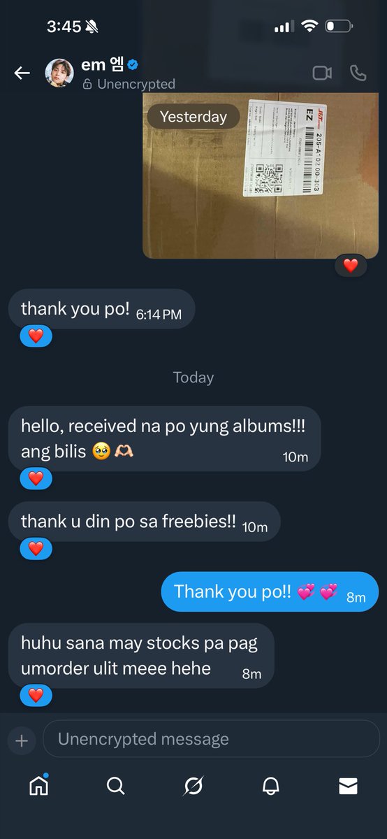 ElliesCartPH's tweet photo. #ElliesCartPH_Feedback

Another feedback ✨💞 
Bilis ni J&amp;T sa shipping 😳 This was shipped yesterday afternoon ☺️ https://t.co/VtbL3t5z2E