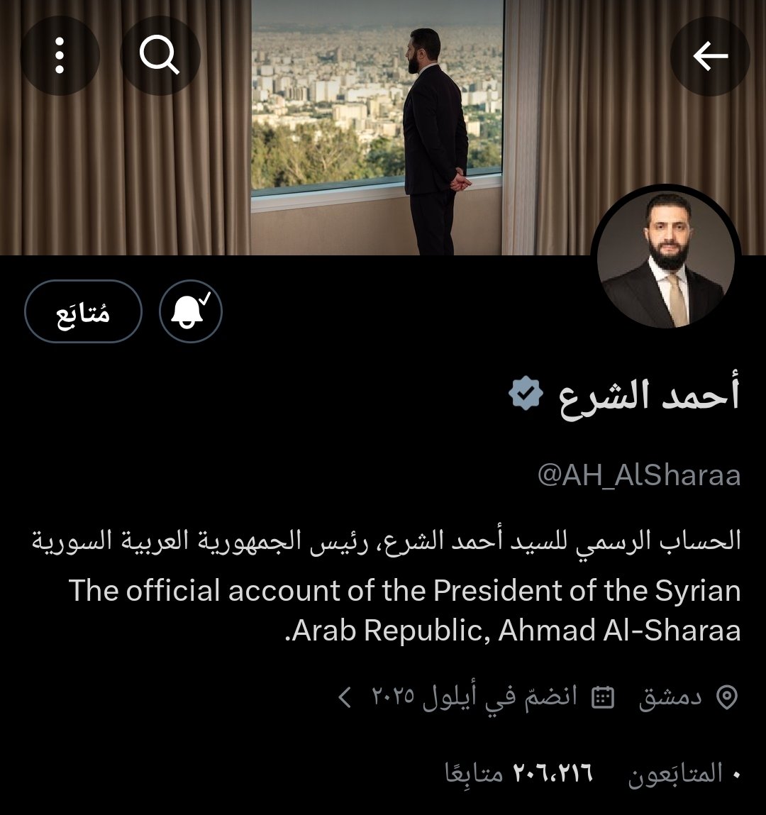 3M_SI's tweet photo. الرئيس أحمد الشرع يكسر رقم قياسي جديد وذلك بأقل من 12 ساعة يتعدى حاجز ال 200 الف متابع على منصة X ولم يحدث ذلك مع أحد  من قبل 

هذا ان دل على شيء فهو يدل على حب وشعبية وجماهيرية الرئيس أحمد الشرع وقبوله في كل مكان https://t.co/17P5VQhsBN