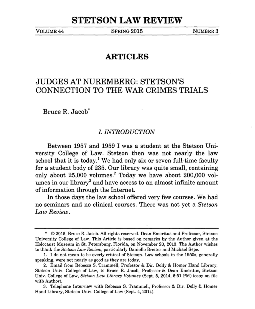<a href="/TEMPLERTV/">TEMPLER</a> <a href="/saschact/">clausser</a> <a href="/knowandserve/">Till Wöhler</a> Stetson University College of Law in Florida, where Pam Bondi studied, is the repository of the Nuremberg Trial files. 

👜👜👜

Justices Harold Sebring (Florida Supreme Court) and James Brand (Oregon Supreme Court) were among the few American jurists appointed to the