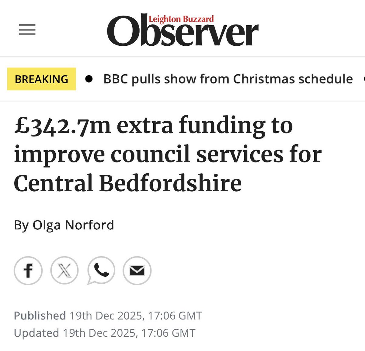 MarkVersallion's tweet image. NOT TRUE!   Alex Mayer MP appears to have told the LBO: “CBC now has a 16 per cent increase in spending power.”  This is false - and how can she not know that?

We’re actually getting a decrease of at least £17m in next year’s budget.

LBO story: leightonbuzzardonline.co.uk/news/people/ps…