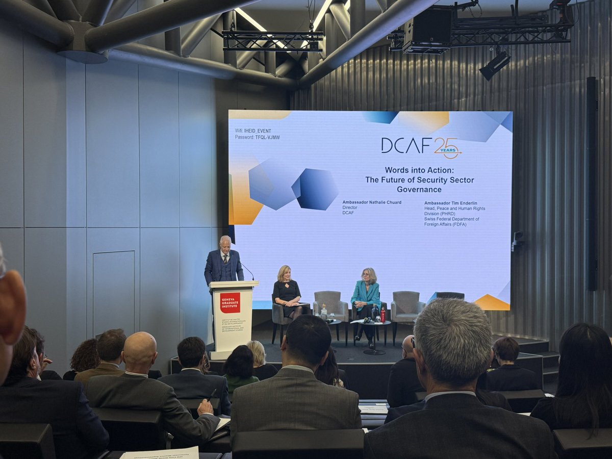 t_kpele's tweet photo. What future for security sector governance in a changing world?

In Geneva, on November 27, I had the honor of participating in the meeting of leading experts from around the world to reflect on security governance.

The event organized by the @DCAF_Geneva - Geneva Centre for Security Sector Governance as part of its 25th anniversary made it possible to discuss three crucial themes.

The first theme focused on the role of security sector governance in a changing geopolitical world, as a tool for promoting peace and sustainable development and human dignity for all.

The second point, devoted to Syria, Lebanon and the Middle East, made it possible to explore mainly the context of the changes that have recently taken place in Syria and Lebanon.

This session, which challenged conventional approaches to security sector governance, also explored in point 3, the security sector's barriers to global and inclusive security.

The event, which took place around a round table, reviewed the approaches to inclusive solutions for lasting peace and security.