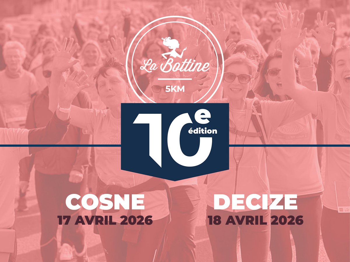 A Cosne et Decize, ce sera la 10eme édition ! 🥳
Pour l’occasion, on vous prépare quelques surprises, rendez vous les 17 et 18 avril ! 🏃‍♀️

Inscriptions sur labottinepower.fr