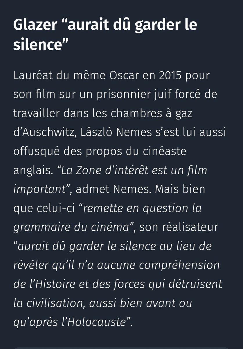 guim_focus's tweet image. Un biopic d'un résistant joué par Gilles Lellouche réalisé par un sioniste qui aime mettre en spectacle l'horreur et qui a qualifié Jonathan Glazer d'antisémite quand il appelait à stopper le génocide à Gaza à la suite de sa récompense pour La Zone d'intérêt.

Tous va bien 🥸
