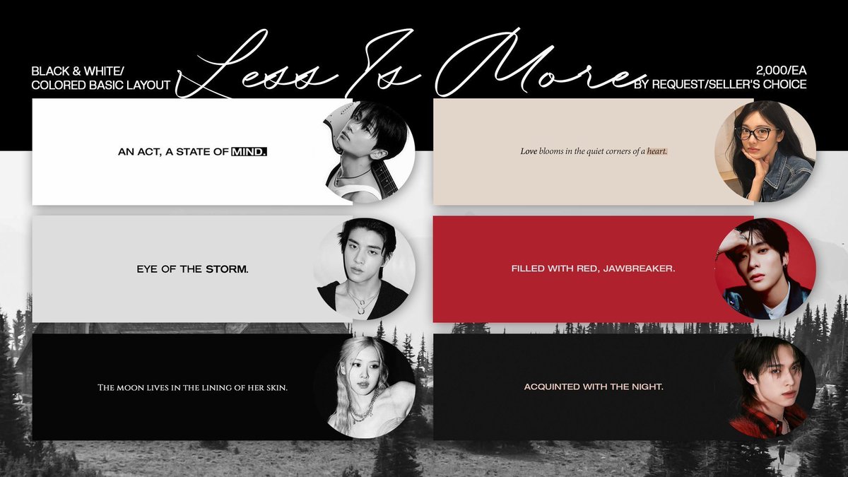 tiedbysouls's tweet image. Help RT? Thank you! ❤️

Hiii. Aku buka req layout basic BNW/plain seperti di bawah ini ya. Foto bisa dicarikan dan text juga aku ambil dari poems/films! Full request juga bisa. :] 2,000/ea. QRIS available. #zonauang #zonajajan