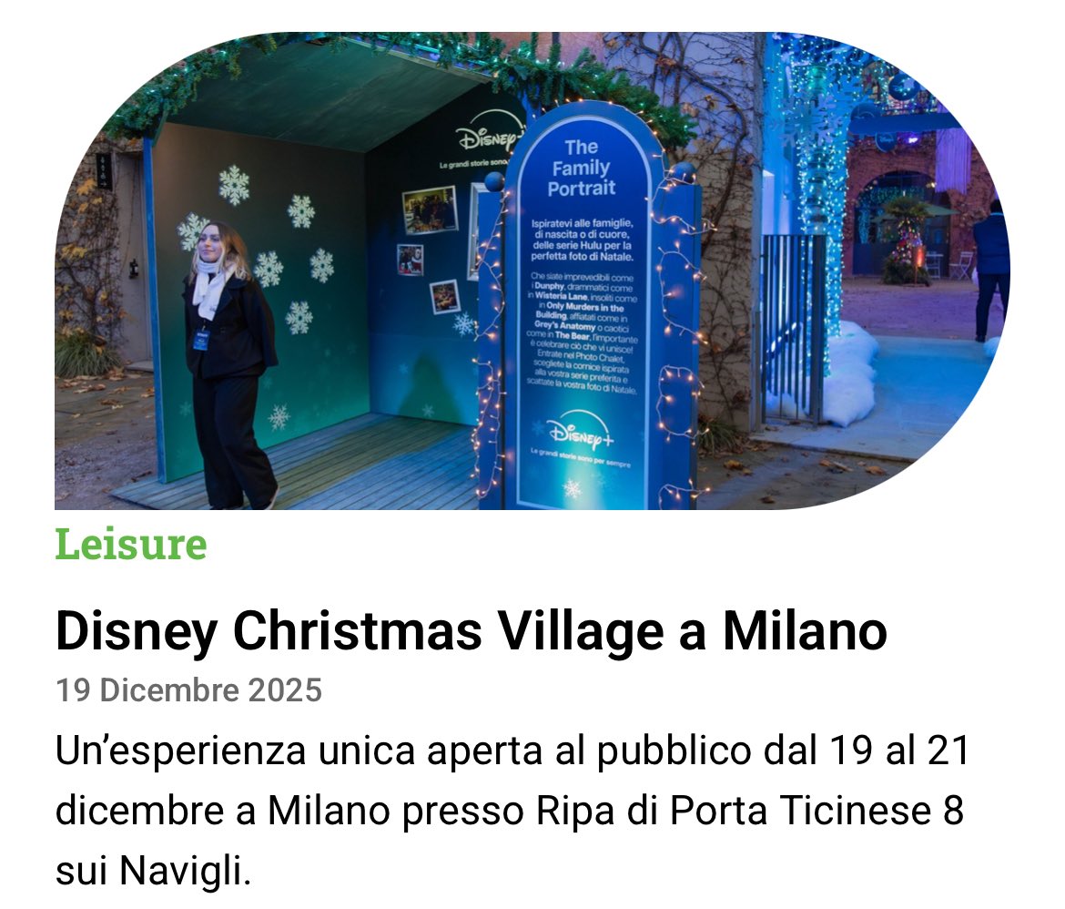 Disney Christmas Village a Milano
Un’esperienza unica aperta al pubblico dal 19 al 21 dicembre a Milano presso Ripa di Porta Ticinese. #disney #xmasvillage
thewaymagazine.it/leisure/disney…