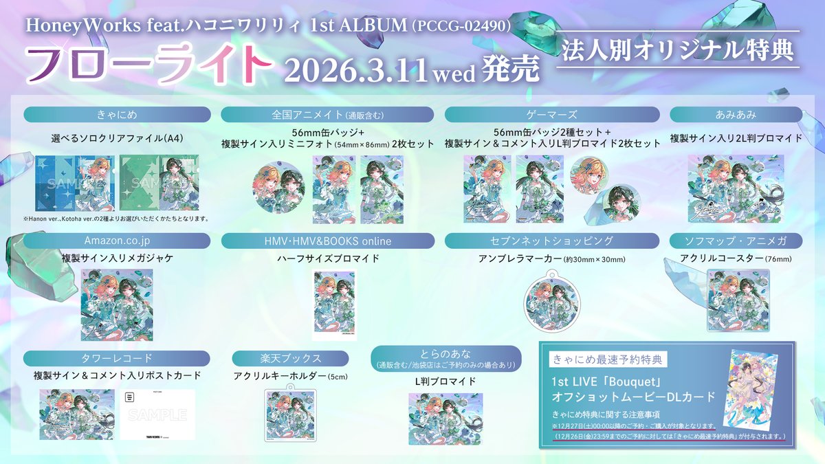 HoneyWorks feat.#ハコニワリリィ 1st ALBUM “フローライト” 発売記念