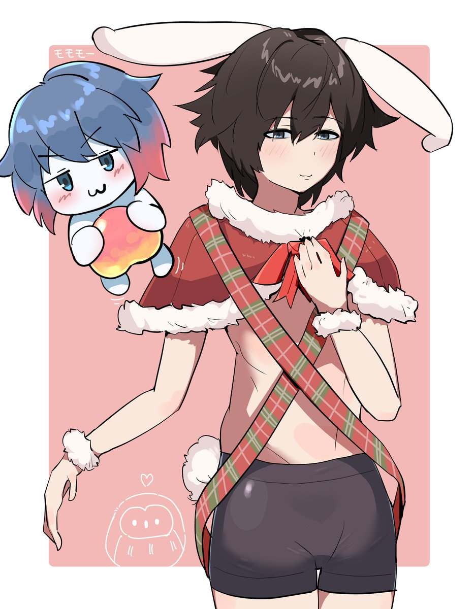 日月さん(@Sunmoon2sum)誕生日おめでとう!クリスマスっぽい衣装の時の感じで描いてみました😸✨ 